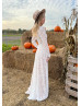 Square Neck Ivory Lace Boho Wedding Dress